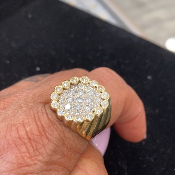 14 karat gold diamond cluster Power Ring - Picture 12 of 14